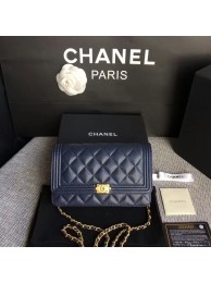Knockoff Boy Chanel WOC Flap Bag Original Calfskin Leather CHA6040 Blue HY16820Lg61