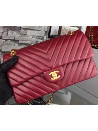 Knockoff Chanel 2.55 Series Flap Bag Burgundy Lambskin Chevron Leather A5023 Gold HY3194eF76