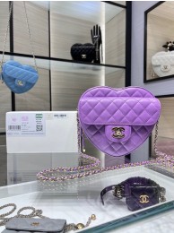Knockoff Chanel 2022S Love Heart Original Lambskin Crossbody Chain Bag AS3191Y Purple HY10867yK94