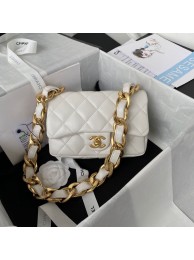 Knockoff Chanel 2022SS Small Flap Bag Lambskin & Gold-Tone Metal AS3214 White HY8463JF45