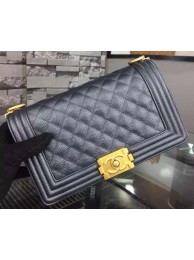 Knockoff Chanel Boy Flap Shoulder Bag Black Original Calfskin Leather A8708 Gold HY21608cS18
