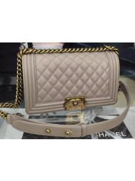 Knockoff Chanel Boy Flap Shoulder Bag Grey Original Calfskin Leather A8708 Bronze HY26147yN38
