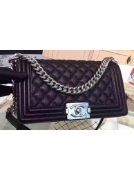 Knockoff Chanel Boy Flap Shoulder Bags Deer Skin Leather A67086 Black HY1138WW40