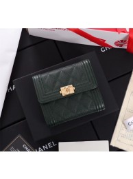 Knockoff Chanel Calfskin Leather & Gold-Tone Metal A80734 Blackish green HY21037yN38