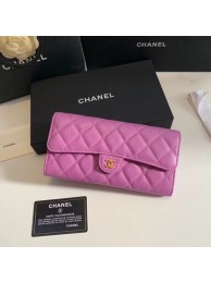 Knockoff Chanel Calfskin Leather & Gold-Tone Metal Wallet A6888 Lavender HY22912yK94