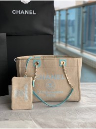 Knockoff Chanel Canvas Shopping Bag 67001 Beige&sky blue HY18706NL80
