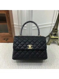 Knockoff Chanel Caviar Leather Black Top Handle Bag 92991 Glod HY15054tp21
