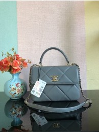 Knockoff Chanel CC original lambskin top handle flap bag A92236 dark gray&Gold-Tone Metal HY18881tU76