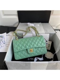 Knockoff chanel classic handbag Lambskin & gold Metal A01112 light green HY6965Lg61