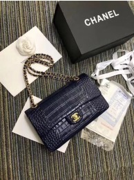 Knockoff Chanel Classic Handbag Original Alligator & Gold-Tone Metal A01112 dark blue HY4462fY84