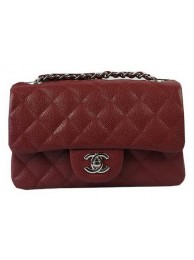 Knockoff Chanel Classic MINI Flap Bag Burgundy Cannage Pattern CF1119 Silver HY25467yK94