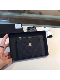 Knockoff Chanel Coin Purse Metallic Grained Lambskin & gold-Tone Metal A68996 black HY2644tp21