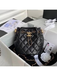 Knockoff Chanel Drawstring Sheepskin bag AS2057 black HY27085Bt18