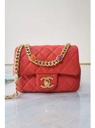 Knockoff Chanel flap bag Lambskin Resin & Gold-Tone Metal AS2379 red HY13213cS18
