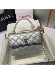 Knockoff Chanel flap bag with top handle AS2215 Silver HY9634vf92