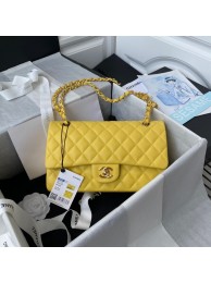 Knockoff Chanel Flap Shoulder Bag Grained Calfskin A01112 gold-Tone Metal yellow HY11358WW40