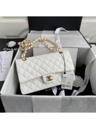 Knockoff Chanel Flap Shoulder Bag Grained Caviar A01112 gold-Tone Metal white HY19984eF76