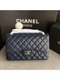 Knockoff Chanel Flap Shoulder Bags Dark Blue Original Lambskin Leather CF1113 Silver HY14641Ez66