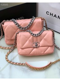 Knockoff CHANEL Lambskin 19 Flap Bag AS1160 AS1161 light pink HY25997fY84