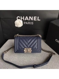 Knockoff Chanel Le Boy Flap Shoulder Bag Original Caviar Leather P67085 dark blue silver Buckle HY25086tU76