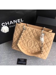 Knockoff Chanel LE Boy Grand Shopping Tote Bag GST Apricot Cannage Pattern A50995 Silver HY21647iV87