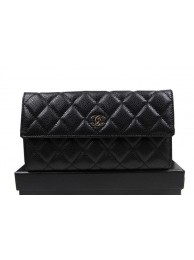 Knockoff Chanel Matelasse Tri-Fold Wallet Original Cannage Pattern Leater CHA48983 Black HY18362iV87