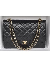 Knockoff Chanel Maxi Classic Bag A36098 Black Sheepskin Gold HY5870Lg61