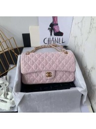 Knockoff CHANEL MEDIUM Flap Bag Tweed Braided Calfskin & Gold-Tone Metal 1112 pink HY1207iV87