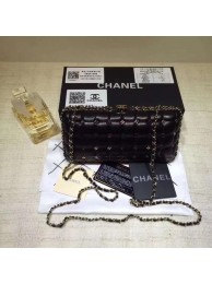 Knockoff Chanel Minaudiere Metallic Lambskin & Ruthenium-Finish Metal 78987 black HY2258JF45