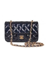 Knockoff Chanel mini Classic Flap Bag Royal Patent Leather 1117 Gold HY23642yK94