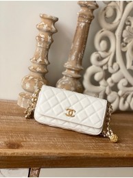 Knockoff Chanel MINI FLAP BAG Lambskin & Gold-Tone Metal AP81210 WHITE HY3353JF45