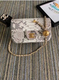 Knockoff Chanel Original Small Snake skin flap bag AS1116 light grey HY1742yK94