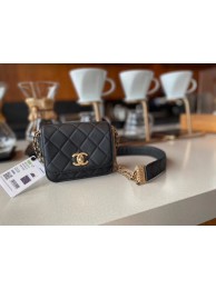 Knockoff Chanel small flap bag Lambskin & Gold-Tone Metal AS2051 black HY17611NL80