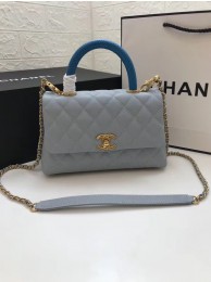 Knockoff Chanel Small Flap Bag with Top Handle A92990 light blue HY13596NL80
