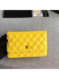 Knockoff Chanel WOC Flap Bag Patent Leather A33814C Yellow HY17022yN38