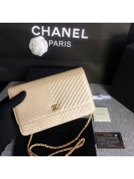 Knockoff Chanel WOC Flap Shoulder Bag Gold Calfskin Leather A33814 Gold HY12311tU76