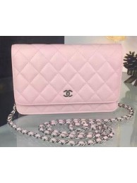 Knockoff Chanel WOC mini Flap Bag Pink Sheepskin A5373 Silver HY17958cS18