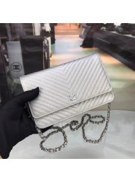Knockoff Chanel WOC Original Caviar Leather Flap cross-body bag E33814 silver HY25625Bt18