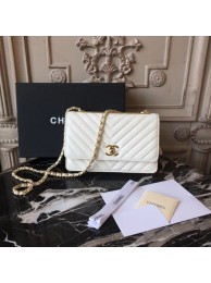 Knockoff Chanel WOC Original Sheepskin Leather Shoulder Bag 33814 Offwhite HY20878cS18