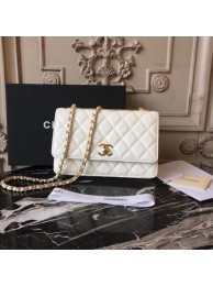 Knockoff Chanel WOC Original Sheepskin Leather Shoulder Bag D33814 Offwhite HY25253JF45