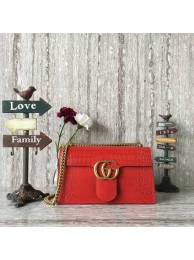 Knockoff Gucci GG Marmont Crocodile Leather Shoulder Bag 431777 Red HY1549tp21