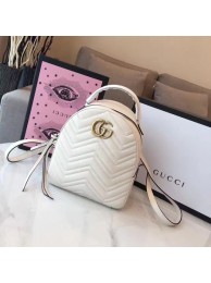 Knockoff Gucci GG Marmont Quilted Leather Backpack 476671 White HY3725Bt18