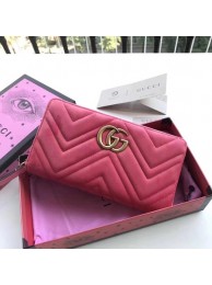 Knockoff Gucci GG Marmont Velvet Zip Around Wallet 443123 Pink HY16831Ez66