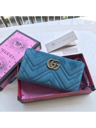 Knockoff Gucci GG Marmont Velvet Zip Around Wallet 443123 SkyBlue HY26059vf92