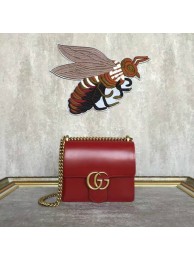 Knockoff Gucci GG Original Marmont Leather Shoulder Bag 431384A Red HY19055Bt18