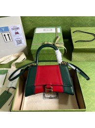Knockoff Gucci HOURGLASS SMALL TOP HANDLE BAG calfskin 681697 red%Green HY24165Bt18