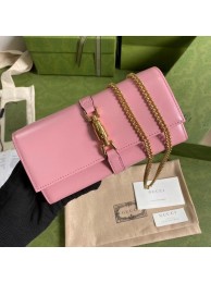 Knockoff Gucci Jackie 1961 ostrich chain wallet 652681 pink HY6487yK94