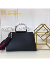 Knockoff Gucci Nymphaea Leather Top Handle Bag 453764 Black HY12501NL80