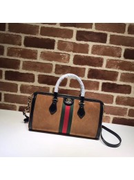 Knockoff Gucci Ophidia medium top handle bag 524532 Brown suede HY22356NL80