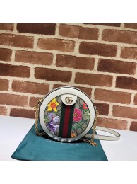 Knockoff Gucci Ophidia series GG flower round Mini Shoulder Bag 550618 white HY1898cS18